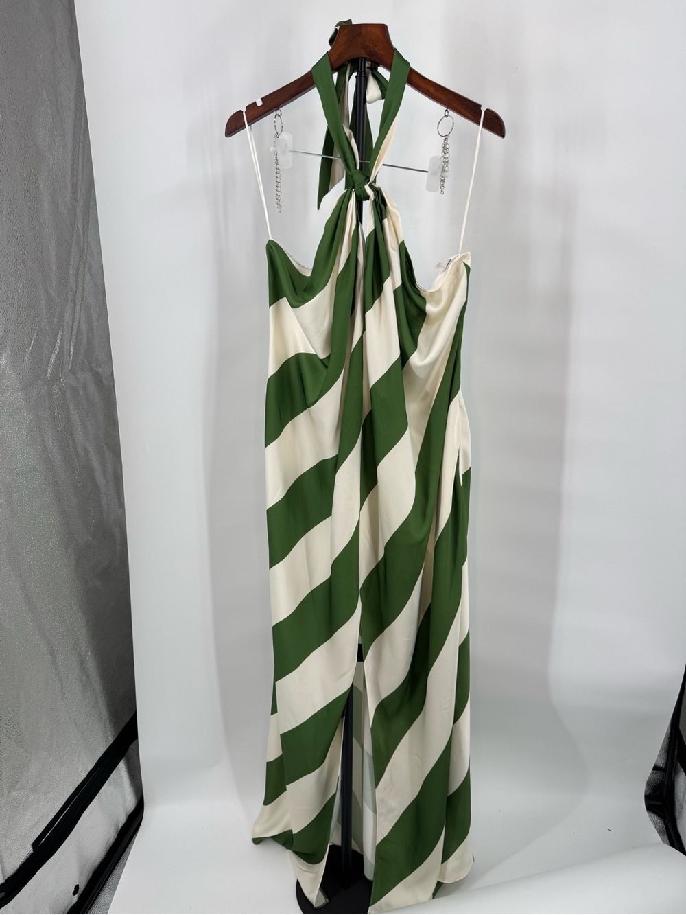 Ronny Kobo Collection Green and White Strapless Knot Maxi Dress - Picture 4 of 8